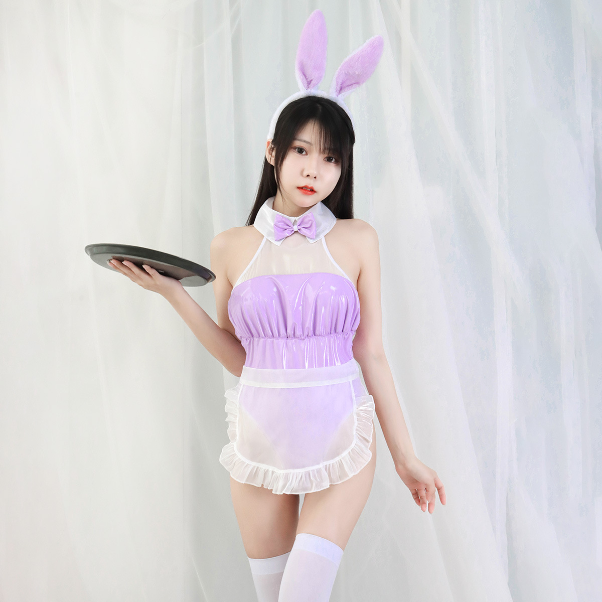 惊艳女兔女郎套装性感紫色制服漆皮兔子装cos私房内衣表演服Y0735 - 图0