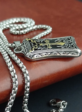 钛钢军牌吊坠男时尚十字架项链