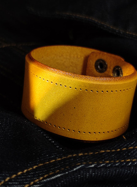 简约宽手镯个性皮手链休闲百搭