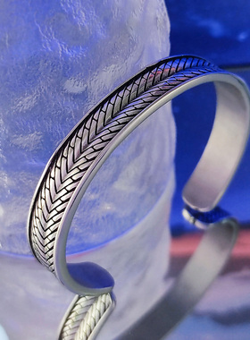 麦穗钛钢手镯开口不掉色手链男生