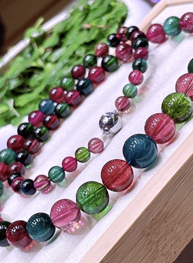 天然碧玺塔链 收藏级碧玺项链蓝碧玺红碧玺女生日礼物妈妈节礼物