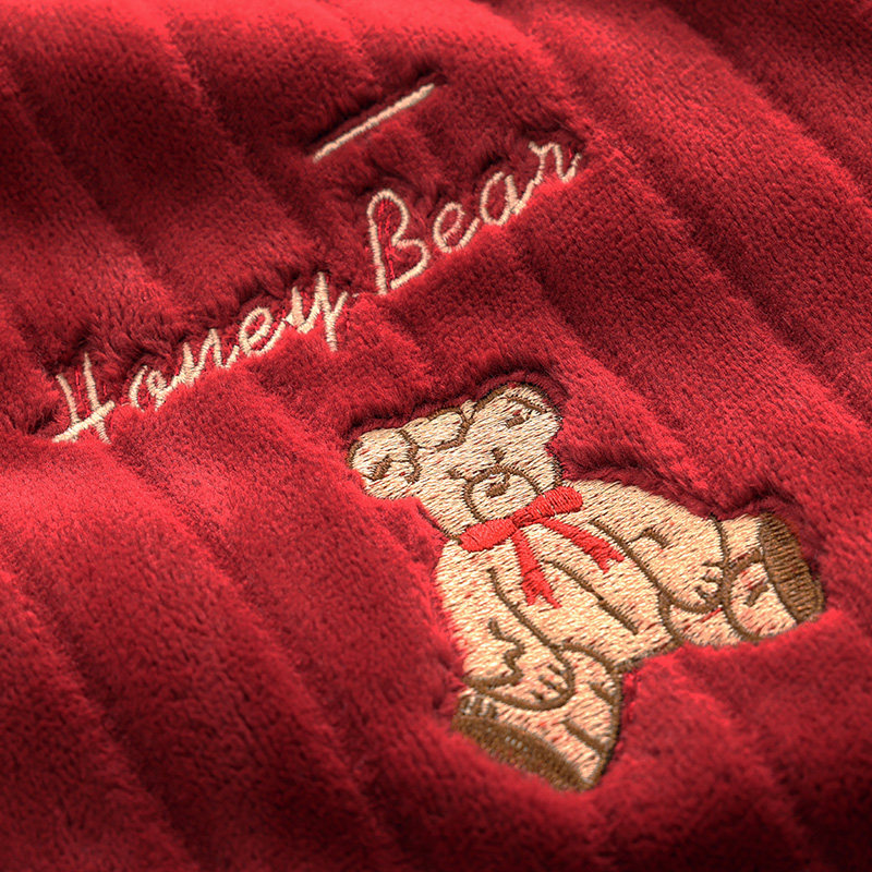 马克公主情侣女冬珊瑚绒红色睡衣 马克公主睡衣/家居服套装