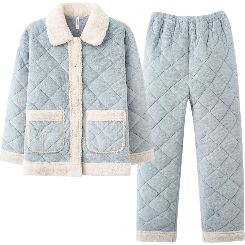 马克公主珊瑚绒情侣冬款女三层睡衣 马克公主睡衣/家居服套装