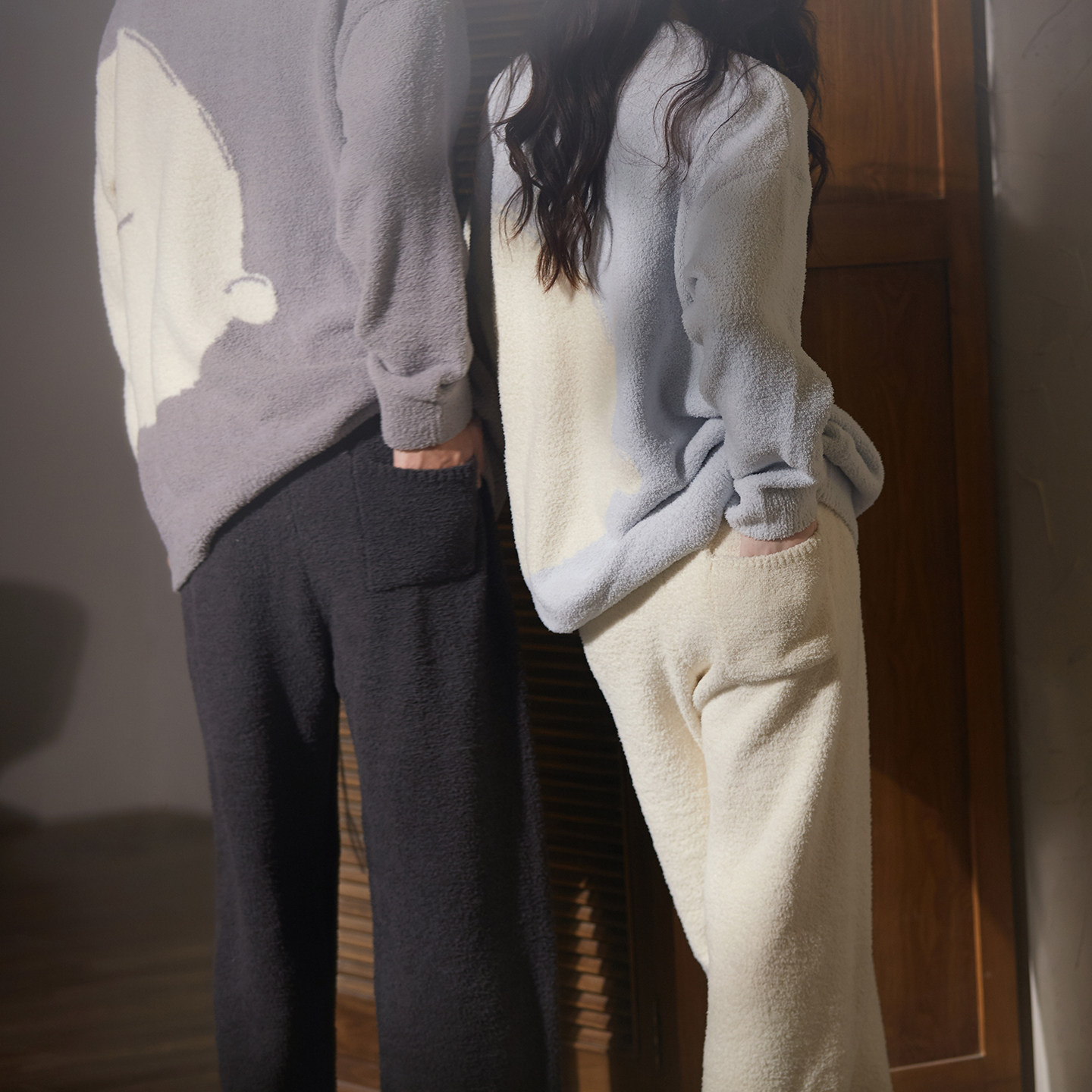 马克公主半边绒情侣睡衣女秋冬季加厚北极熊毛绒套装抗静电家居服,淘宝优惠券,粉丝福利购,淘宝优惠卷