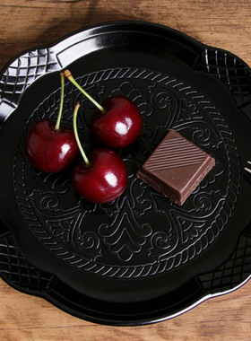 白色木质浮雕花朵餐盘手工装饰摆件家居餐桌服务盘