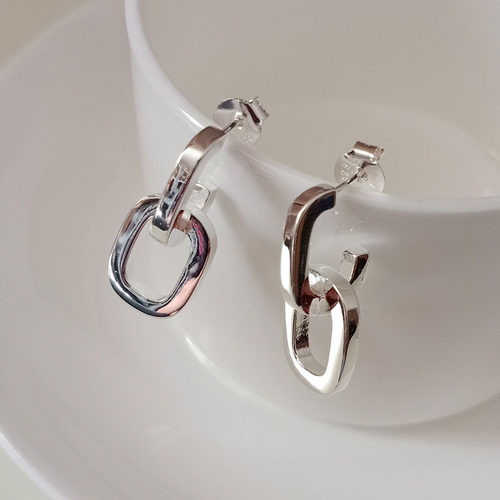 韩国awesome通体925纯银耳环轻奢高级防过敏素雅耳饰 欧美大牌风 - 图0