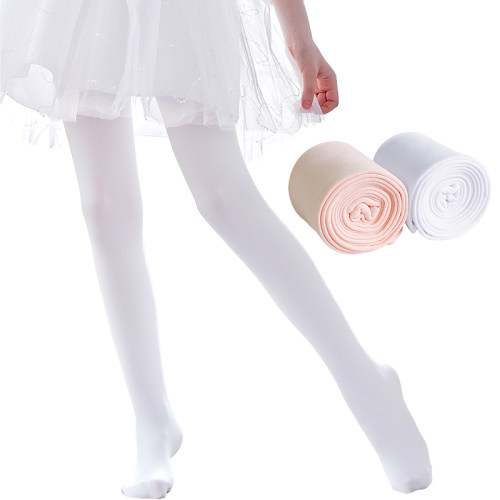 儿童舞蹈袜秋冬跳舞专用袜子白色女童加绒加厚连裤袜芭蕾舞练功袜 - 图0