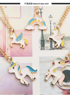 日系独角兽可爱卡通小礼物锁骨链