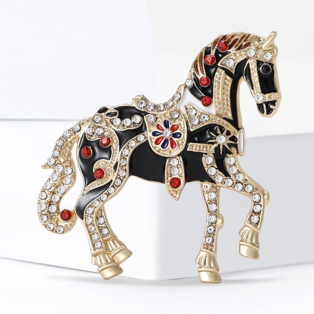复古骏马胸针精致珐琅彩动物胸花时尚男女西装礼服本命年百搭配饰,淘宝优惠券,粉丝福利购,淘宝优惠卷