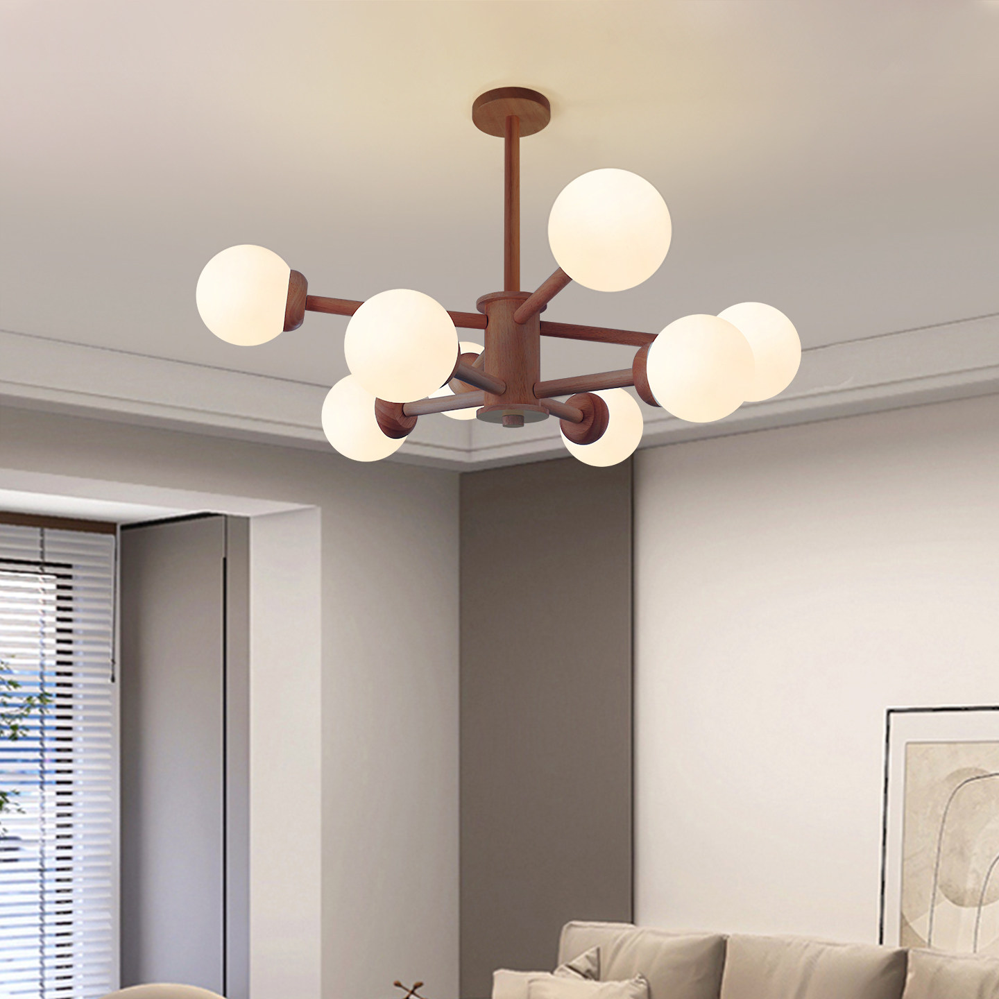 胡桃木中古风魔豆客厅吊灯全光谱护眼主卧室书房餐厅吊灯中山灯具,淘宝优惠券,粉丝福利购,淘宝优惠卷