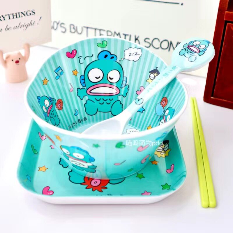 丑鱼碗人鱼汉顿干饭碗三丽鸥汤碗丑鱼餐具套装丑鱼汉顿仿瓷饭碗