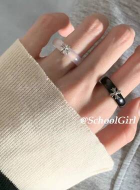 小众设计感十字架天然石素圈戒指女轻奢潮流时尚通勤百搭指环戒子