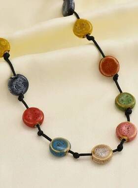 新中式国风景德镇陶瓷项链小众建议民族风瓷珠百搭饰品节日礼物