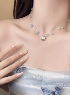 海岛漫旅~海星贝壳珍珠项链女海边度假叠戴锁骨链小清新颈链配饰