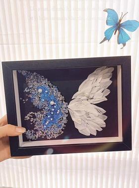 水晶蝴蝶相框摆件手工diy送男女朋友七夕情人节创意立体水晶蝴蝶