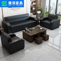 Office sofas business minimalist modern reception guests in talks with trio-place tea table combined suit office sofa