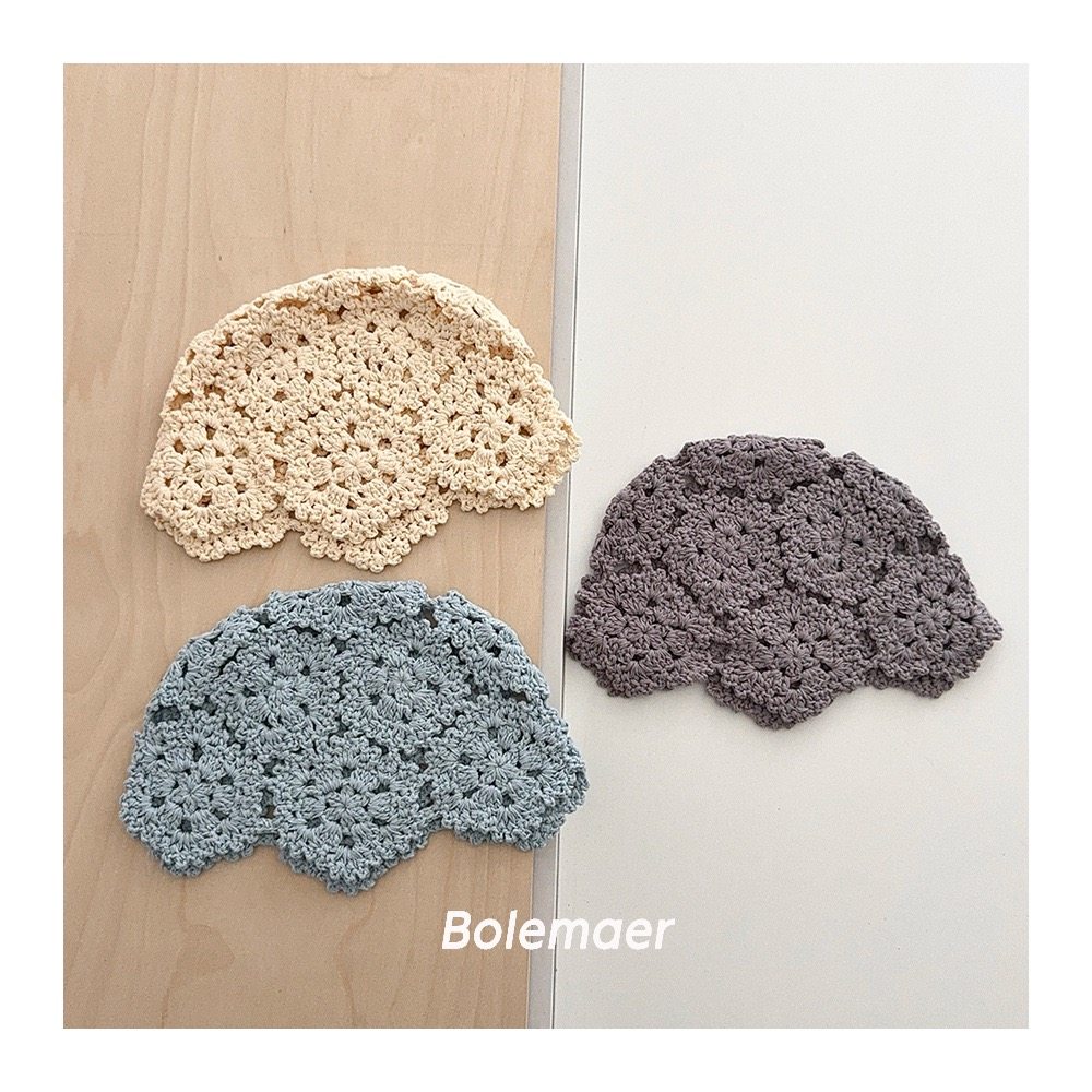 2025秋季新款韩国ins儿童女童复古手工镂空钩花套头针织毛线帽子,淘宝优惠券,粉丝福利购,淘宝优惠卷