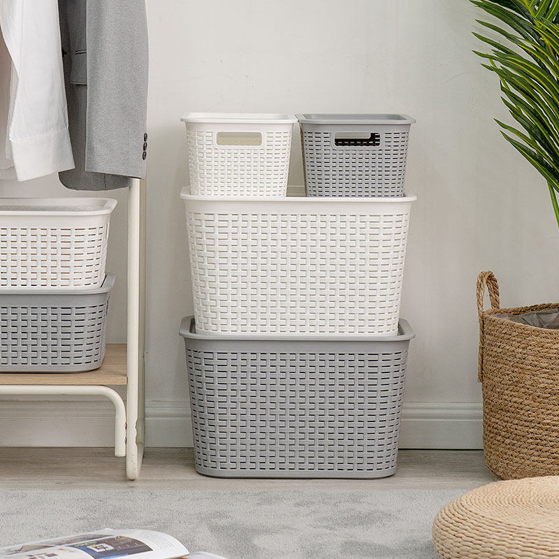 爱丽丝思大小号塑料收纳箱多功能厨房镂空藤编衣服日式储物整理盒 - 图2