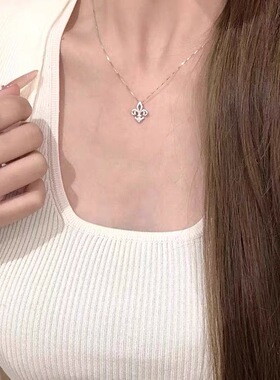 S999纯银新款鸢尾花项链女轻奢小众高级感锁骨链送女朋友生日礼物