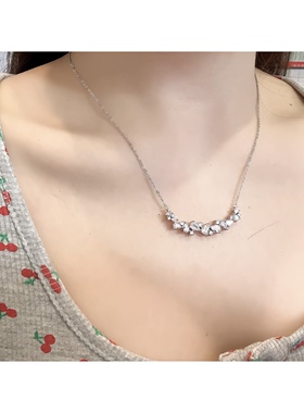 S999纯银紫藤花微笑项链女轻奢小众高级感锁骨链闺蜜生日礼物2026