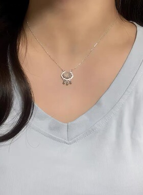 香港玉髓平安锁s999纯银项链女轻奢小众高级感送女友闺蜜生日礼物