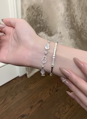 香港白月光葫芦s999纯银手链女轻奢小众设计高级感锁骨链生日礼物