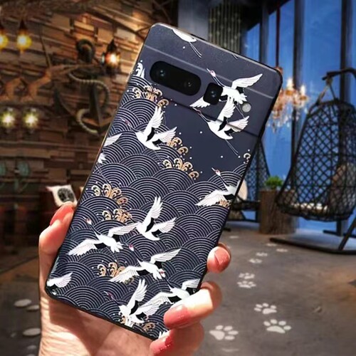 国潮浮雕适用于Google pixel10proXL/9pro浮雕手机壳浮世绘谷歌10A/9A软壳海浪9proXL全包Pixel7仙鹤Pixel8A - 图0