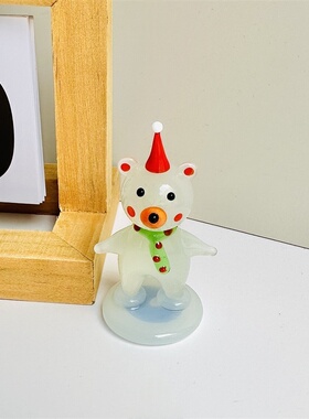 淄博琉璃马戏团小熊童话兔子摆件 桌面创意工艺品 可爱车载装饰品