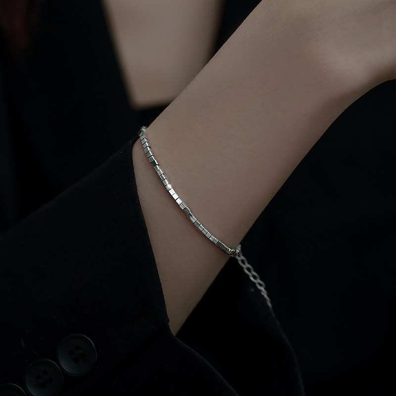 轻奢高级感纯银几何方块女夏手链 云蓓饰品手链