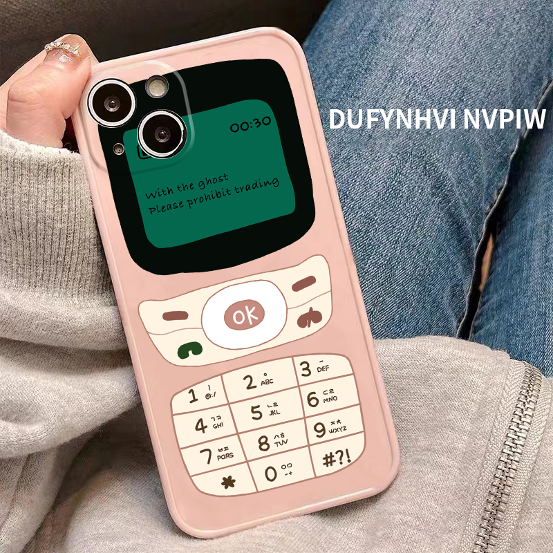 龙龙数码配件专营店ins恶搞粉色老人机适用iPhone13苹果11手机壳新款12promax防摔xr硅胶xs max女款创意7/8plus个性老天才保护套0
