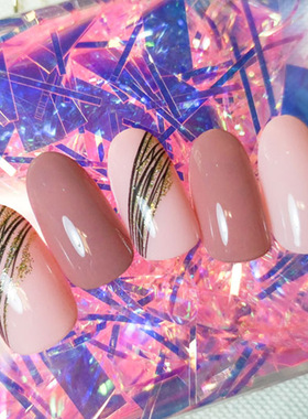 24pcs false press on nails pink color oval head Mid-length