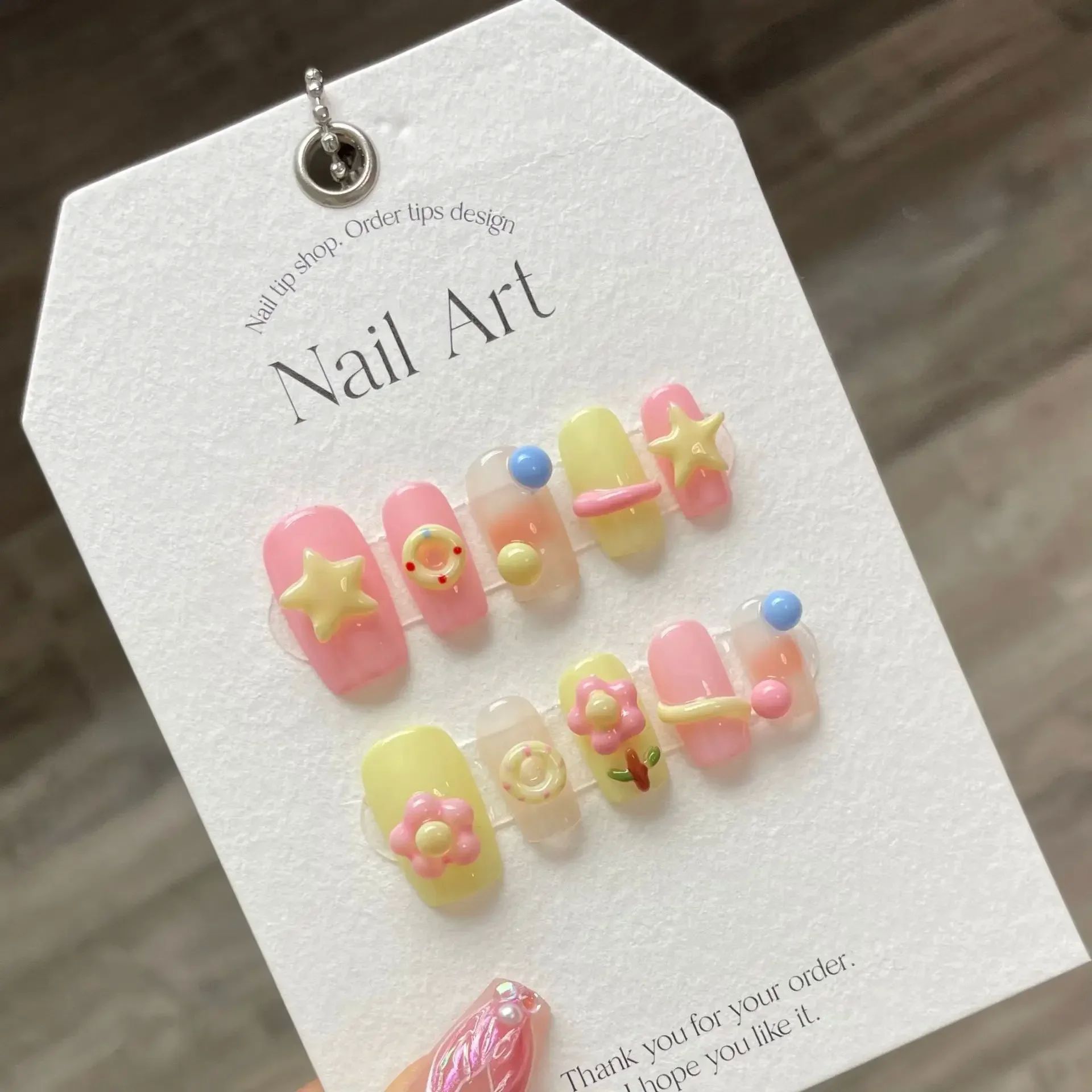 10pcs detachable Handmade kawaii false nails with glue full - 图2