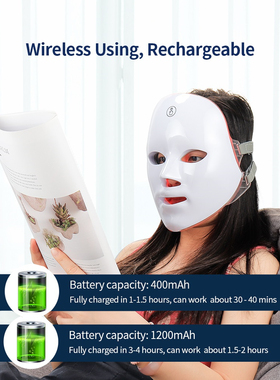 USB Charge 7Colors LED Facial Mask Photon Therapy Skin Rejuv