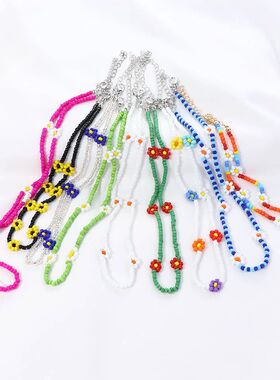 1Pc Bohemia Colorful Rice Beads Necklace Women Small Daisy S