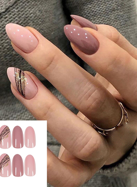 24PCS Fake Nails With Glue Rhinestones Long Coffin Flame Pre