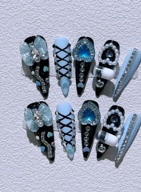 10pcs Halloween Almond Handmade Press on Nails Y2K Fake Nail