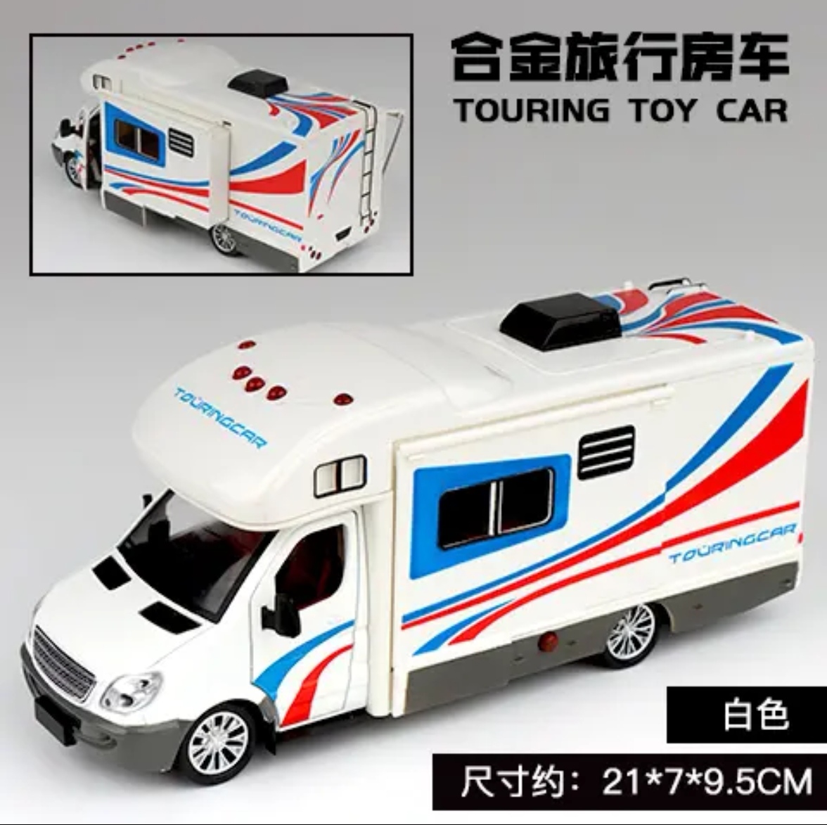合金旅行房车模型仿真儿童汽车露营车声光回力车儿童玩具汽车模型