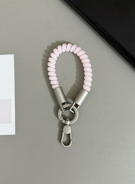 GIF婴儿蓝少女粉电话线弹力手挂绳 钥匙扣挂链适用手机壳包包配饰