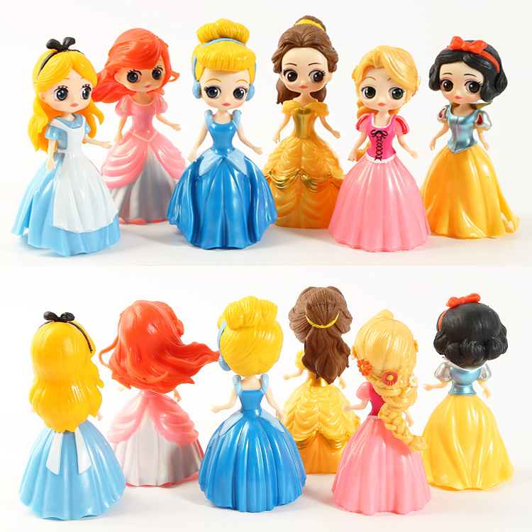 贝儿公主美人鱼灰姑娘爱丽丝白雪公主摆件换装人偶手办模型玩具 - 图0