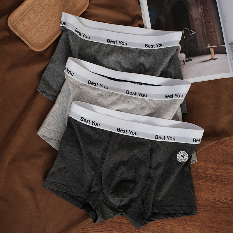 男士内裤纯棉7A抗菌透气四角裤男生平角裤中腰简约舒适短裤男款 - 图1