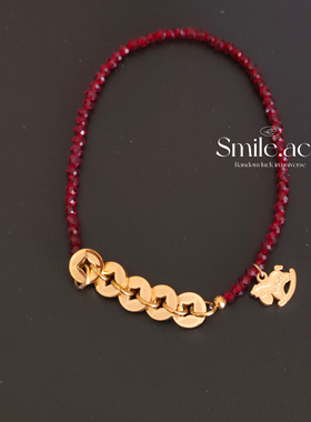 新款小马钱币红色串珠手链女ins小众设计轻奢马上有钱招财配饰