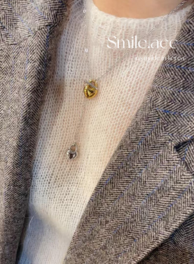 韩国东大门新款爱心锁头项链女小众设计感高级轻奢气质毛衣链