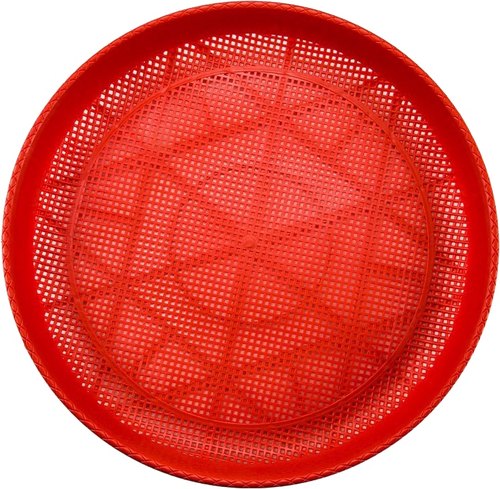 塑料筛子圆簸箕家用晒东西筛米花椒面粉大细孔过滤防竹编农家晾晒 - 图1