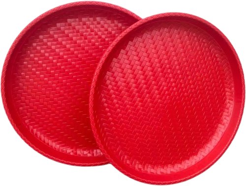 塑料筛子圆簸箕家用晒东西筛米花椒面粉大细孔过滤防竹编农家晾晒 - 图0