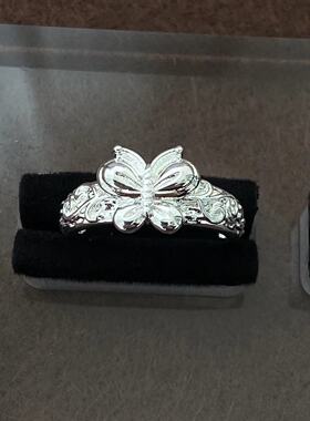 时尚高级感蝴蝶皇冠开口可调节戒指小众设计ins风百搭指环新款潮