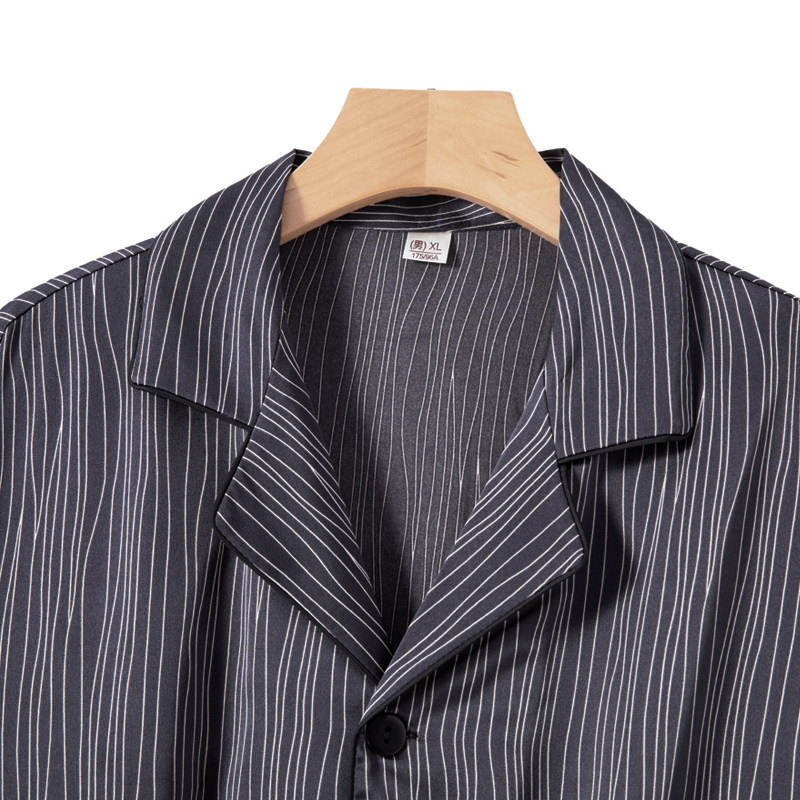 冰丝男士春秋季长袖仿真丝绸睡衣 乐姿梦睡衣/家居服套装
