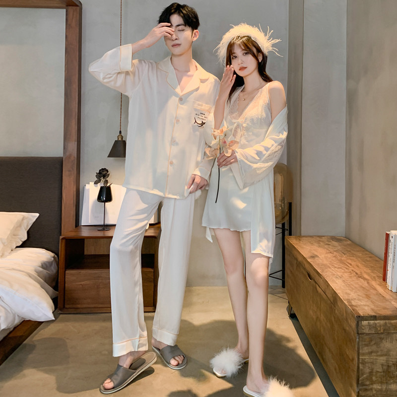 性感春秋情侣丝绸诱惑冰丝吊带睡裙 乐姿梦睡衣/家居服套装