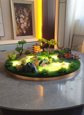 餐厅饭店餐桌转盘花微缩景观