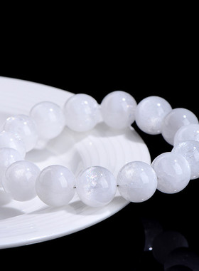 久雅水晶 天然星光白幽灵圆珠手链 老矿白幽灵散珠手串 厂家直销