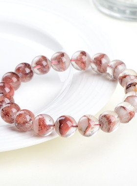 久雅水晶 7A天然红幽灵金字塔手串 红色聚宝盆千层山 红塔山手链